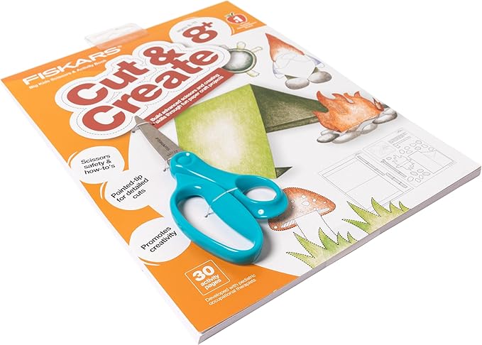 Fiskars Cut & Create Activity Book with 6" Big Kids Scissors, For Ages 8+