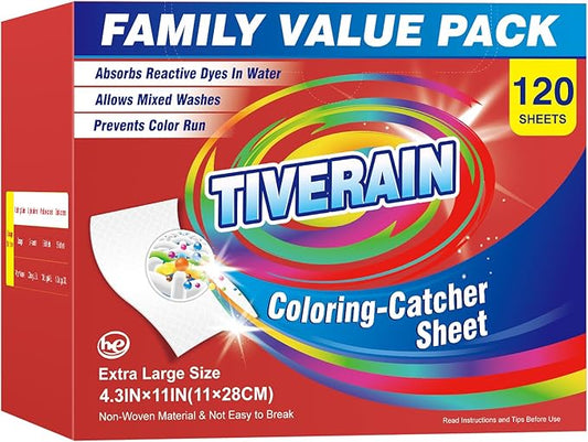 120 Counts Coloring-Catcher Sheet for Laundry,Color Grabbers Laundry Sheet,Allow Mixed Washes and Prevents Color Runs,Fragrance Free Color Absorber Sheets for Washer No Fluorescent Agent