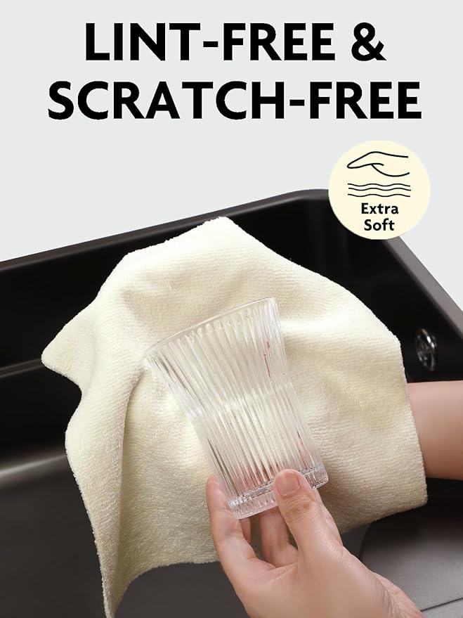 Fantasticlean Tear-Away Dish Cloth - 40 Sheets - 10'' by 10'', Reusable Washable Kitchen Towel Rolls, Super Absorbent and Thick Microfiber Cleaning Cloths (2 Rolls of Beige,Grayish)