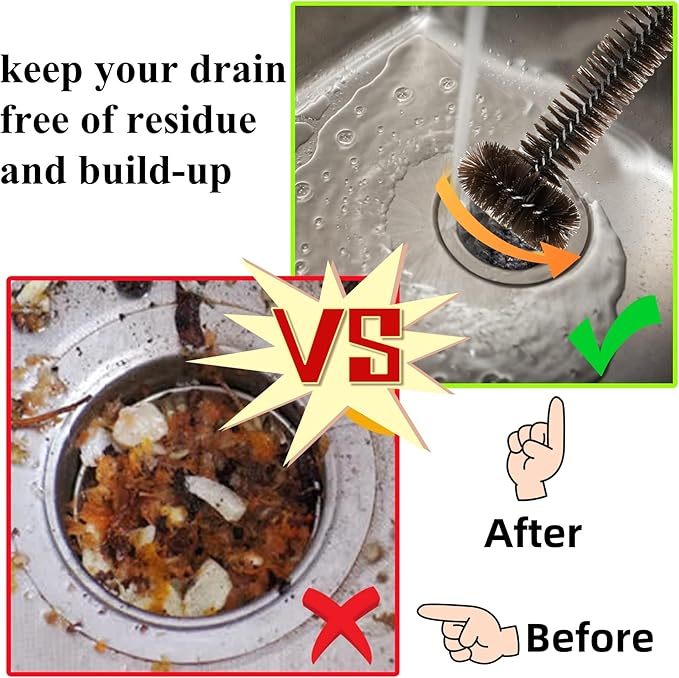2 Pack Garbage Disposal Cleaner Brush 15" Extra Long Handle for Deep Cleaning Sink and Drain Eliminates Residue, Odor