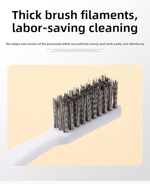 Stainless Steel Wire Brushes - Heavy-Duty Reinforced Bristle Cleaning Brushes for Kitchen, Industrial Use, Walnut Carving Gaps, Rust Removal & Polishing (5-Pack, 18cm White Handle)