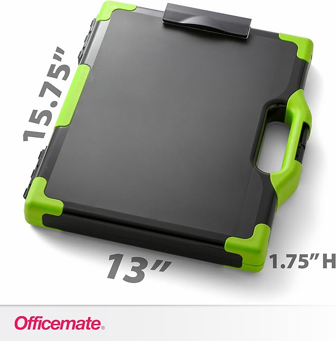 Officemate Carry All Clipboard Storage Box, Letter/Legal Size, Black & Green (83325)
