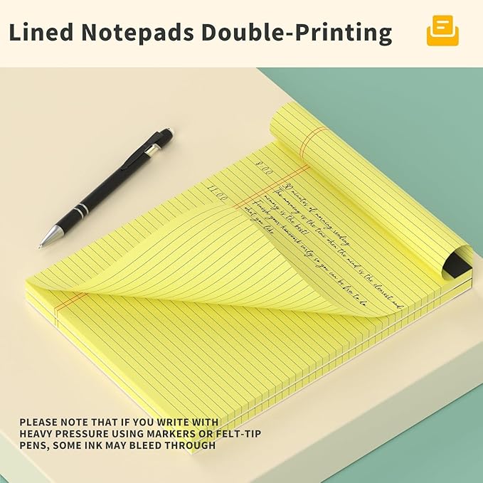 Yellow Legal Pads 8.5 x 11 College Ruled - 20 Pack Yellow Paper Tablets 8 1/2 x 11 Note Pads - Perforated Yellow Pads 8.5 x 11 Double-Size Printing Notepad 30 Sheets Each Note Pad for Office School