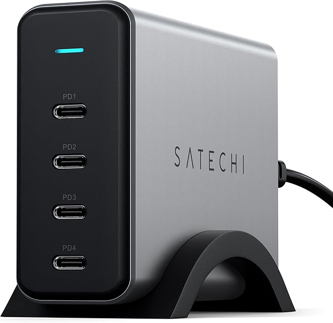 Satechi 165W USB C 4-Port GaN Charging Station, 4 USB-C PD, Laptop Charger, for MacBook Air/Pro M5/M4/M3, iPad Air/Pro M5/M4/M3, iPad 11th gen, iPad mini, iPhone 17/16 Galaxy S25, Windows