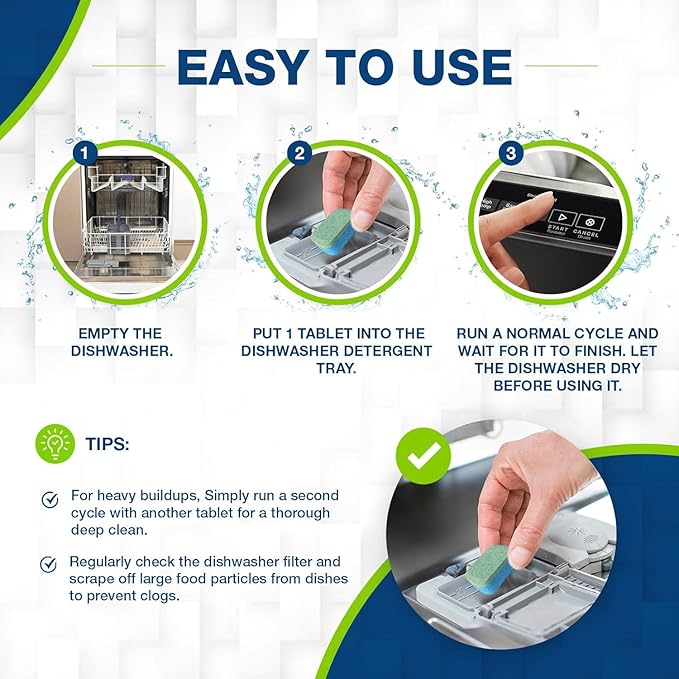 Washing Machine & Dishwasher Cleaner Tablets - 48-Pack Bundle Compatible with Front Loader Top Loader & He Machines and all Dishwashers Removes Buildup Lime Scales and residues - Septic Safe