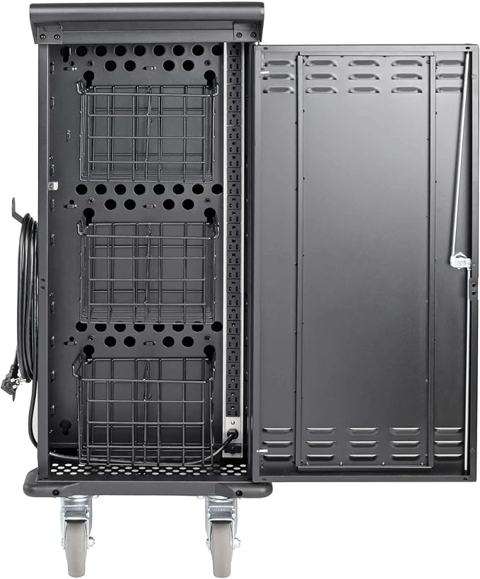 Tripp Lite 21-Port AC Mobile Charging Cart Storage Station for Chromebooks, iPads, Laptops, Tablets, Black (CSC21AC)