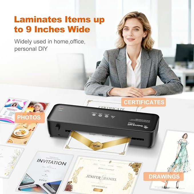 Bonsaii Laminator, 9 Inch 4 in-1 Thermal Laminator Machine Never Jam Technology with 40 Laminting Sheets, Paper Cutter, Corner Rounder for Home Office School Business
