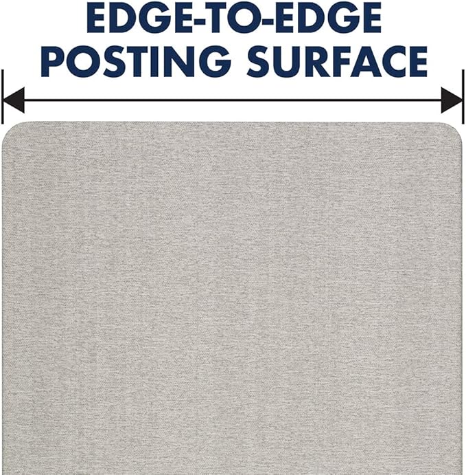 Quartet Bulletin Board for Walls, Fabric, 3' x 2', Frameless Pin Board, Fiberboard, Display Board, Oval Office, Home Office Decor or Home School Organization Board, Vertical/Horizontal, Gray (7683G)
