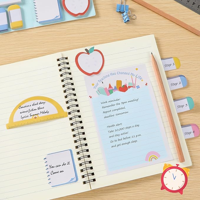 Sticky Notes Set Blackboard Self-Stick Note Pads Teacher Appreciation Gift Writing Memo Pads School Office Supplies