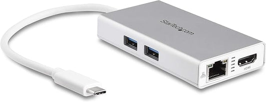 StarTech.com USB-C Multiport Adapter - USB-C Travel Docking Station w/ 4K HDMI - 60W Power Delivery Pass-Through, GbE, 2pt USB-A 3.0 Hub - Portable Mini USB Type-C Dock for Laptop - White, TAA