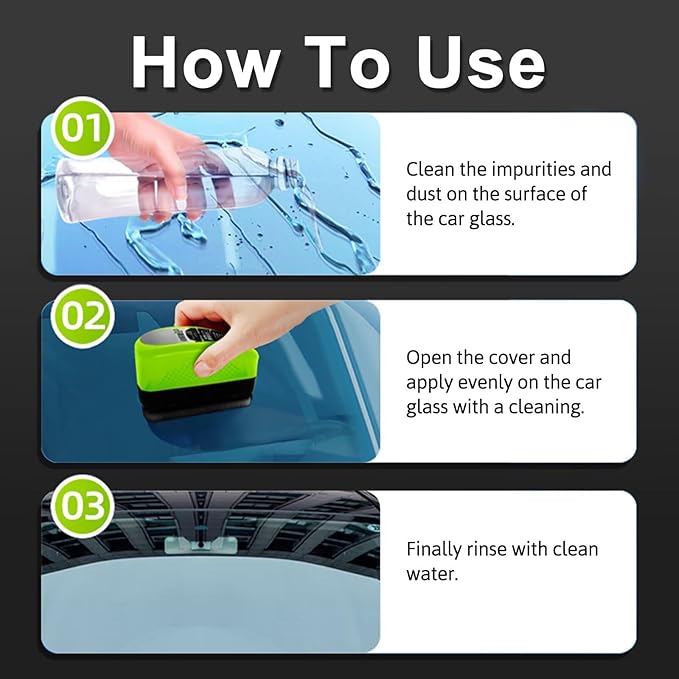 Automotive Oil Film Cleaning Brush, Clear Vision Glass Cleaner, Oil Film Cleaning Brush for Car Windows, Windshield Cleaner Tool, Universal Glass Wipe Board (Green,1PCS)