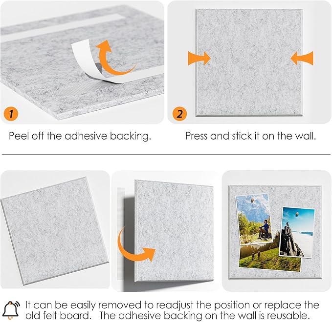 MaxGear Large Cork Board for Wall 48" x 36" Light Gray Bulletin Board, 12 Pack Felt Wall Tiles with Pushpins, Cork Boards for Office Pin Board Tack Board for Photo Meno Decor
