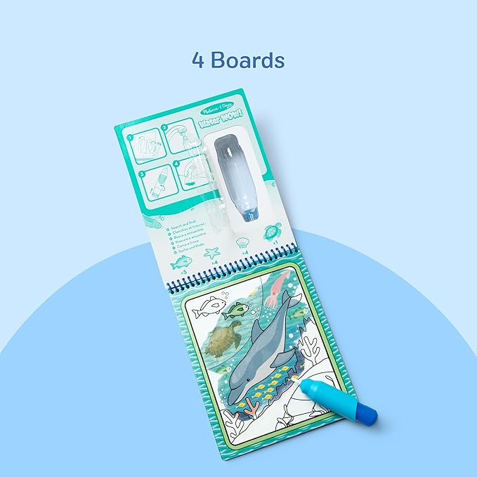 Melissa & Doug On The Go Water Wow! Mess Free Coloring Book, Reusable Water-Reveal Activity Pad, Under The Sea, Travel Toys, Party Favors, for Toddlers & Kids Ages 3+ - FSC Certified