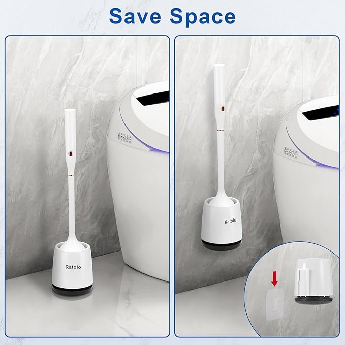 Electric Toilet Brush,Silicone Toilet Brush,Toilet Brush,Toilet Bowl Brush and Holder Set with Ventilated Holder，with 1 Crevice Cleaning Brushes