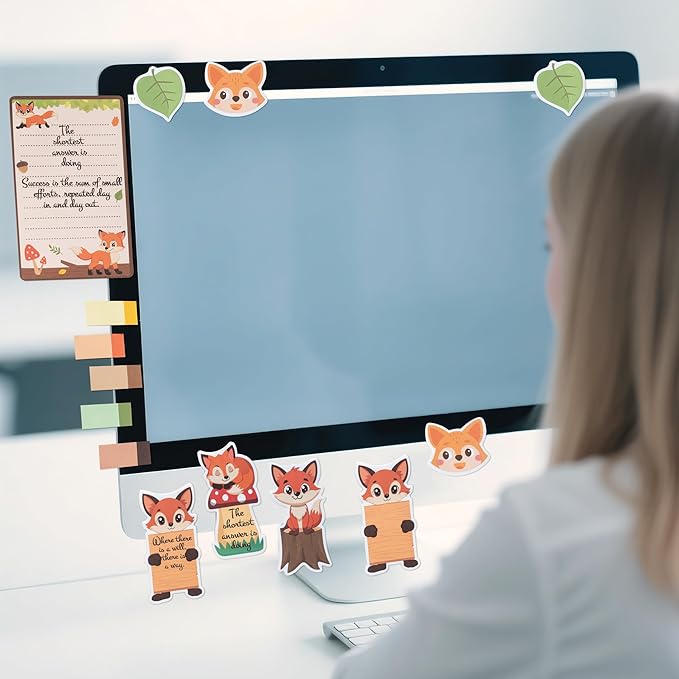 B1ykin Cute Sticky Notes Set - I Just Really Like Foxes Self-Stick Notes Pad, 550 Sheets Writing Memo Pages Sticky Notepad for Teacher Appreciation Gifts, School Office Party Supplies (Adorable Foxes)