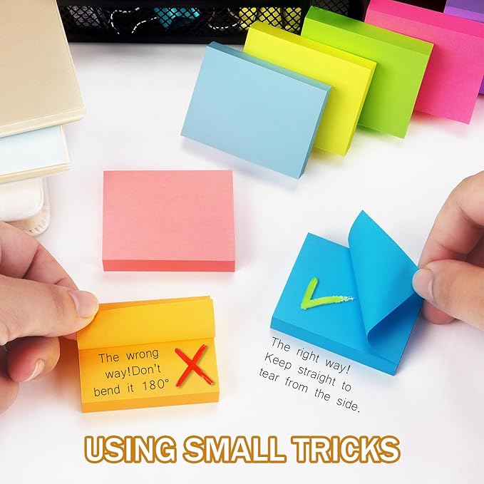 24 Pads Sticky Notes 1.5x2 inch Bright Colors Self-Stick Pads Total 1920 Sheets