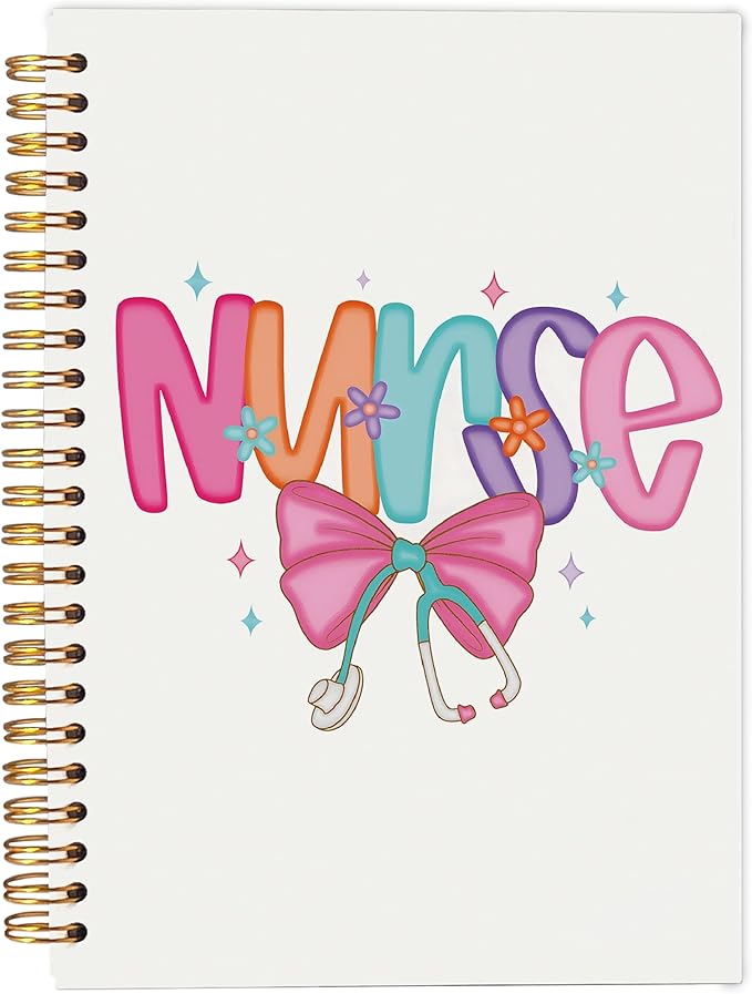 Ecezatik Coquette Stethoscope Bow Nurse Notebook Journal, Nurse Appreciation Gifts for Women, Nursing Medical Graduation Gifts, Nursing Aesthetic Spiral Notebook 5.5x8.3 Inch
