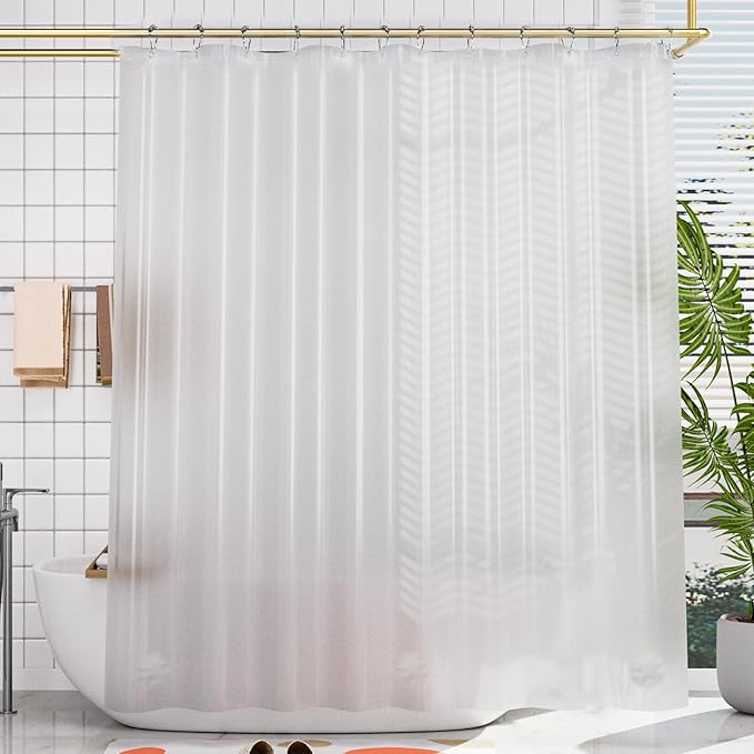 AmazerBath Extra Long, 8G Heavy Duty Plastic, 96 Length, Weighted Tall 72 x 96 Frosted, Bathroom Shower Curtain Liners with 3 Weights