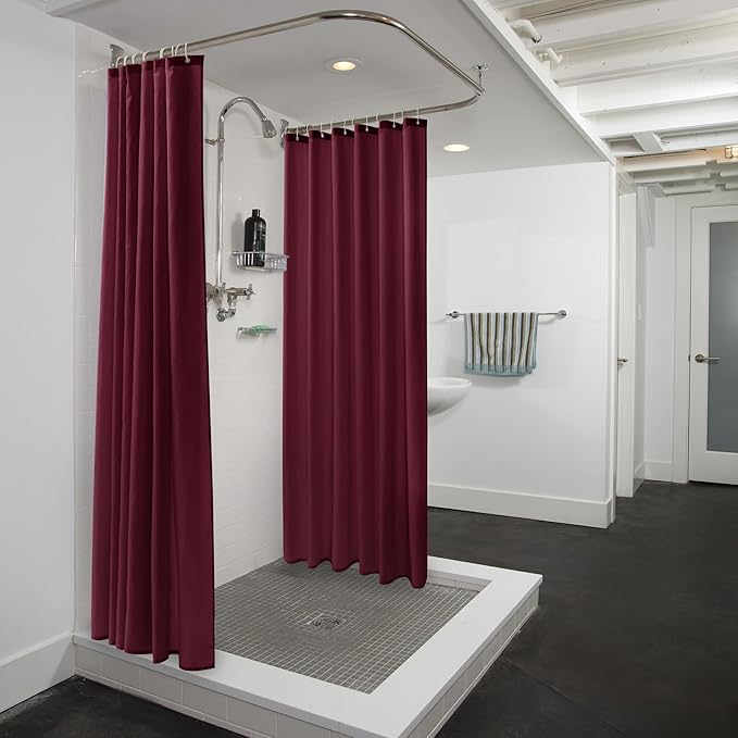 Nasitos Fabric Shower Curtain Liners 2 Pack - W72 x H72 - Washable & Water Resistant Lightweight Cloth Shower Liner for Bathroom, Soft Hotel Quality, Standard Size (Burgundy, 4 Magnets Included)
