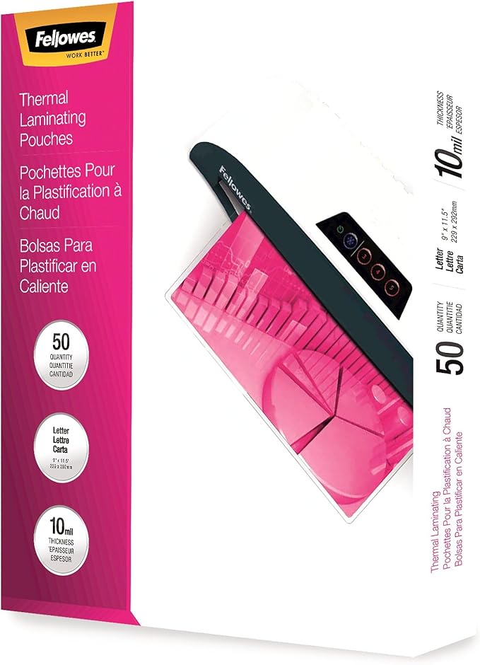 Fellowes 52042 Glossy Pouches - Letter 10 mil 50 pack
