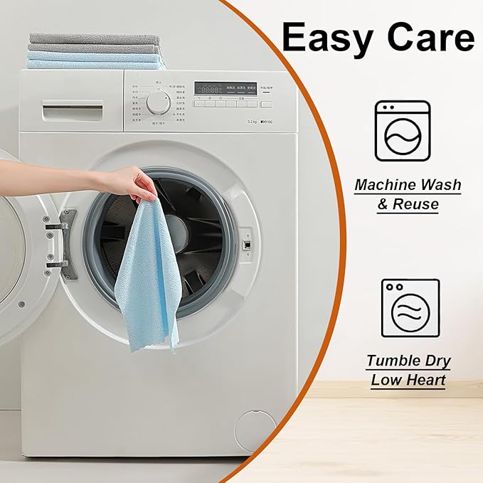 80 Pack Microfiber Cleaning Cloth Roll,Lint Free Rags & Tear Away Reusable Towels Washable Scratch,Ultra Absorbent Dish Rags(12" x 12") for Car Kitchen Home Garage-Blue