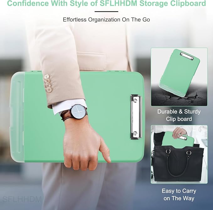 SFLHHDM Clip Boards 8.5x11 with Storage, Low Profile Clip Plastic Clipboards, Nursing Clipboard Folder with Pen Holder, Heavy Duty Clipboard with Storage, Nurse Binder Case for Classroom