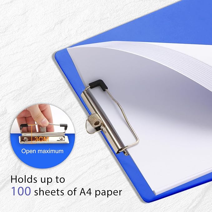 Clipboards with Pen Holder, Clip Boards Plastic Standard A4 Letter Size Holds 100 Sheets 8.5x11 Inch Papers 6 Pack Assorted Colors