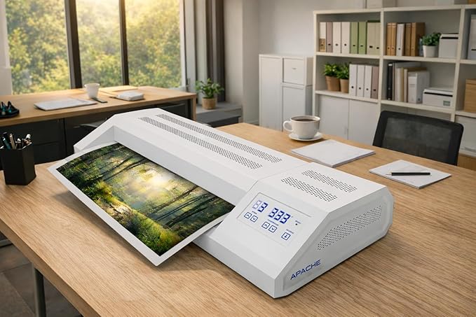 Apache Professional Laminator, Thermal Pouch, 25.5 Inch Max Width, 1.5-33 Mil, True Anti-Jam Technology, School & Office Lamination Machine, Variable Speed & Temperature, Fast Output, Robust Design