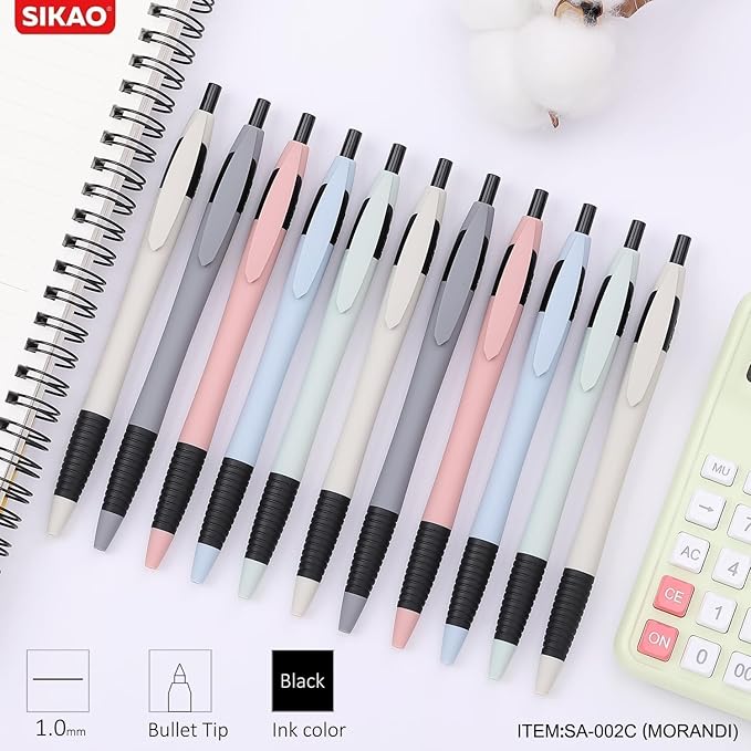 Pens Bulk, 60 Pack Morandi Gripped Slimster Ballpoint Pens Black Ink 1.0mm Medium Point Smooth Writing, Click Pens with Comfort Grip for Teachers, Students, Servers, School & Office Gifting