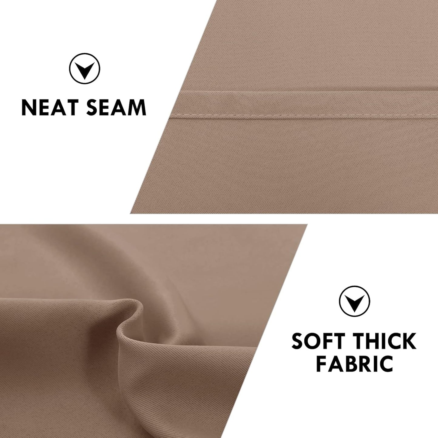 DWCN Blackout Curtains Room Darkening Thermal Insulated Bedroom Curtains Window Curtain Panels, 38 x 63 inches Long, Set of 2 Khaki Rod Pocket Drapes