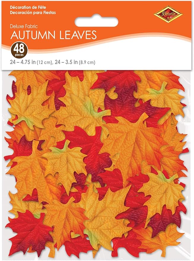 Beistle Deluxe Colorful Polyester Fabric Autumn Leaves