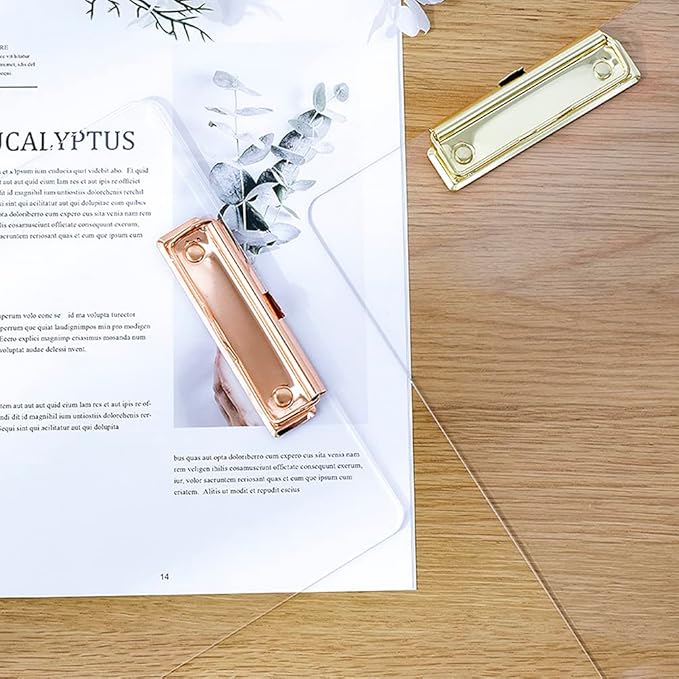 3mm Thick Acrylic Clipboards with Gold Clip 3-Pack, Durable Stylish Clipboards with Low Profile Clip Suit for A4 Paper
