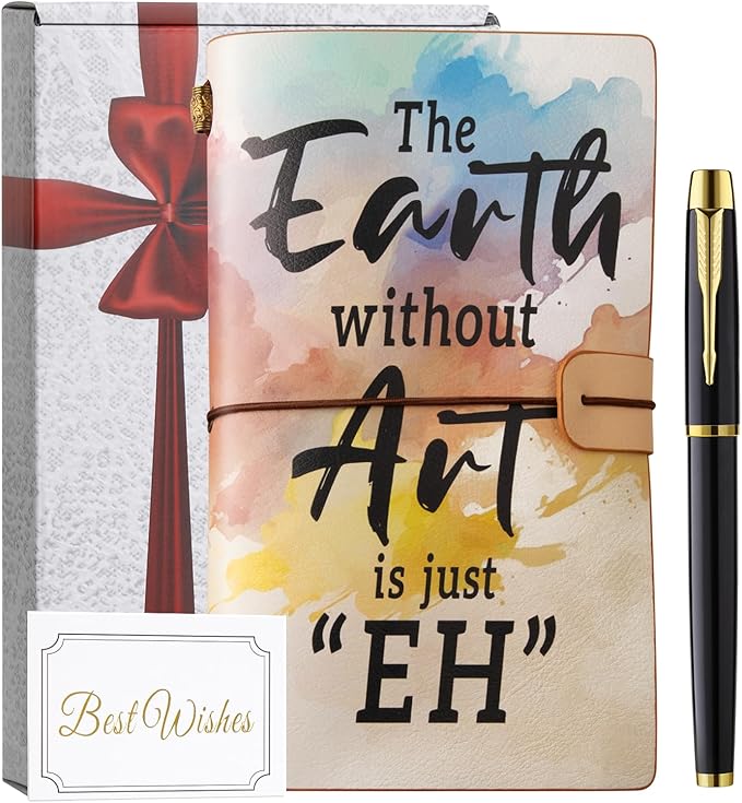 Art Lovers Gifts Journal Notebook with Pen The Earth Without Art, Artist Gifts Art Teacher Appreciation Gift, Art Themed Gift for Artist Art Student