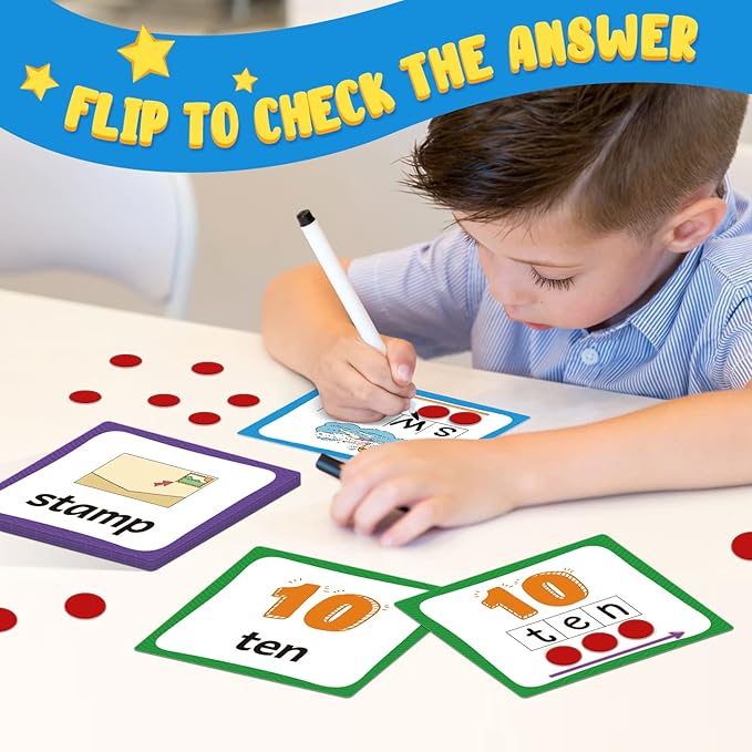 Torlam Elkonin Boxes Phonemic Awareness Phonics Games, Reading Spelling Sound Manipulatives Sight Word Flash Cards, Speech Therapy Toy Kindergarten Elementary Classroom Must Haves Homeschool Supplies