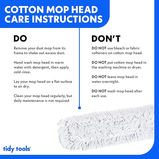 60 Inch Commercial Dust Mop Replacement Head – Reusable Cotton Dust Mop Refill for Floor Cleaning and Janitorial Use