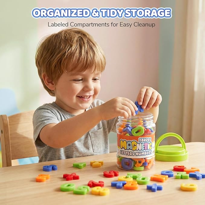 LovesTown 104 PCS Alphabet Magnetic Letters and Numbers for Toddlers,ABC 123 Fridge Educational Set,Great Learning Gift from Parents or Teachers