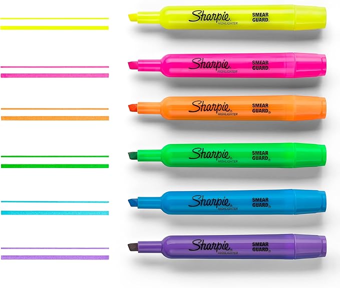 Sharpie Tank Style Highlighters, Chisel Tip, Fluorescent Yellow, Box of 36 (1920938)