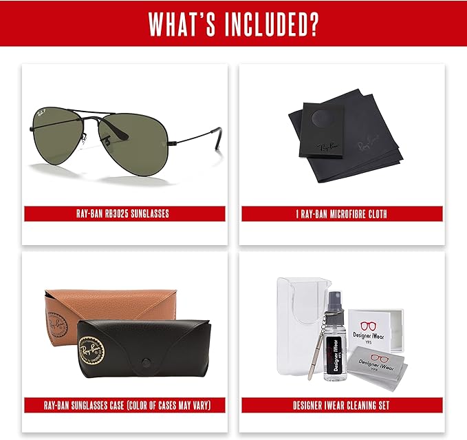 Ray-Ban RB3025 Metal POLARIZED Aviator Sunglasses For Men For Women +BUNDLE with ACCESSORY EYEWEAR KIT