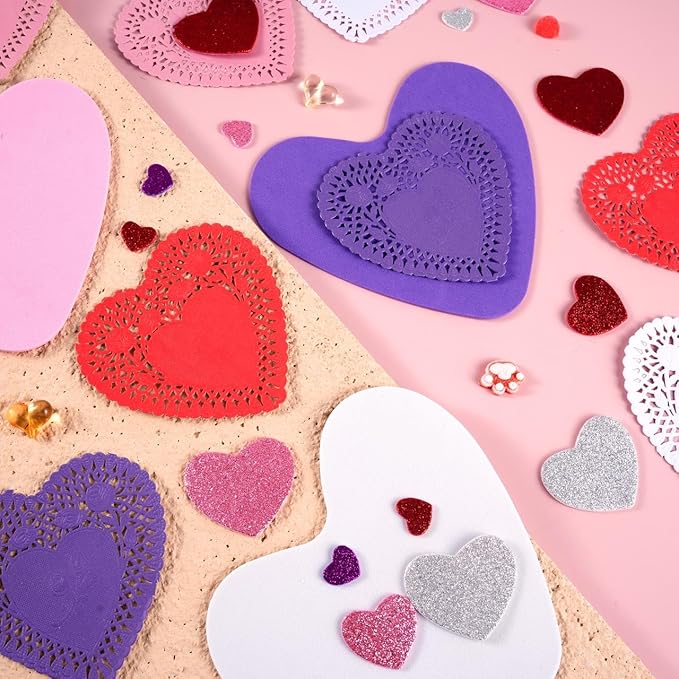 JOYIN 200 PCS Valentines Day Craft Gift Set with Heart Doilies, Tableware Decoration, Home Activitie, Kitchen Disposable Table Doilies, Valentine's Day Party Tableware Decoration