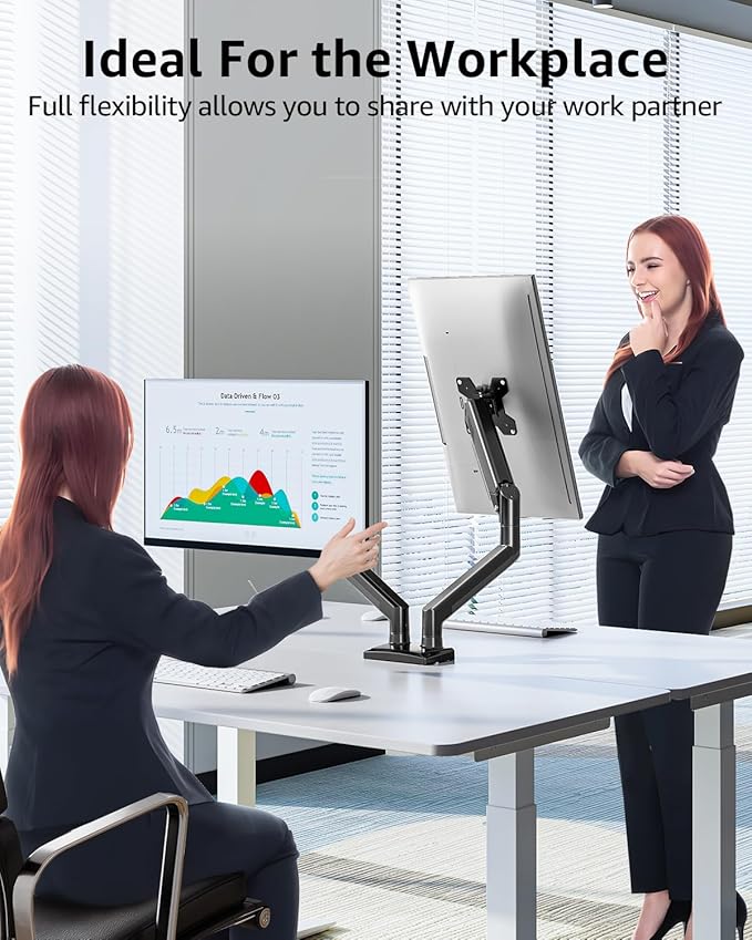 Dual Monitor Stand fits up to 32 inch, 4.4-22 lbs Computer Screens, Dual Monitor Desk Mount Height Adjustable, Monitor Arms for 2 Monitors, Home Office VESA Mounts, Freelift Black