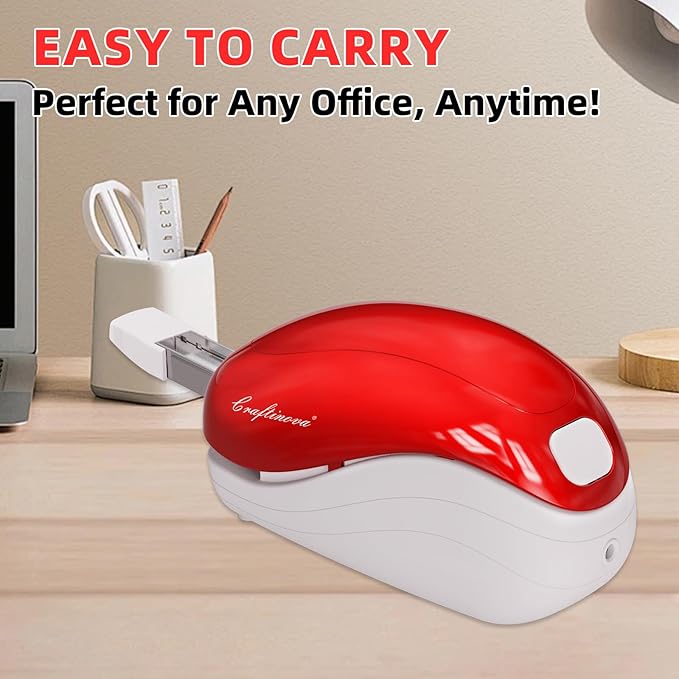Electric Stapler-Red,Including 2000 Staples and 1 Staple Remover, Suitable for Palm Size and high Comfort，25 Sheet Capacity, AC Adapter or Battery Powered，Battery not Included