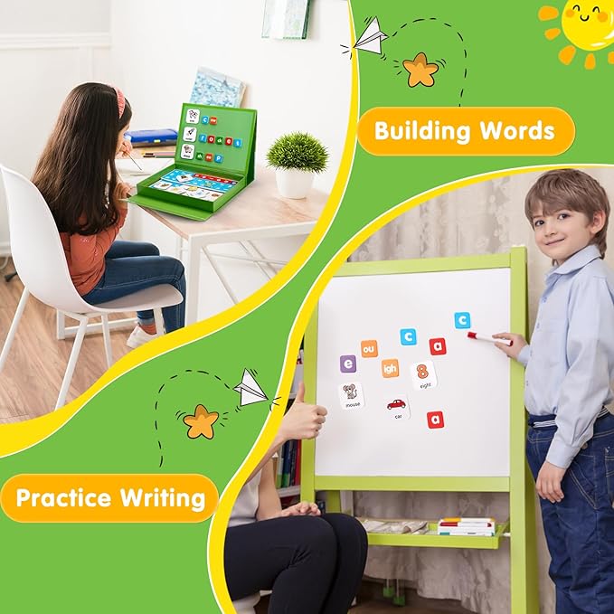 Phonics Word-Building Magnetic Letter Tiles, Alphabet Magnets for Toddlers, 147 Magnetic Phonics Tiles, Letter Recognition for Kindergarten, Phonemic Awareness, Preschool Learning Activities
