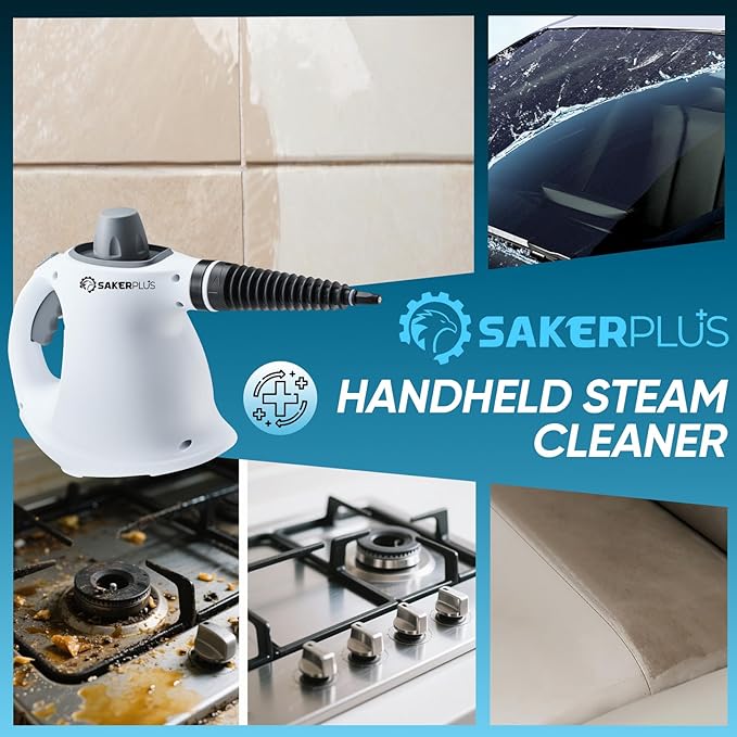 Handheld Steam Cleaner Pressurized Portable Steamer for Home Office Car With 9 Accessories &Safety Lock For Multi-Surface (5 Towel Sleeve)