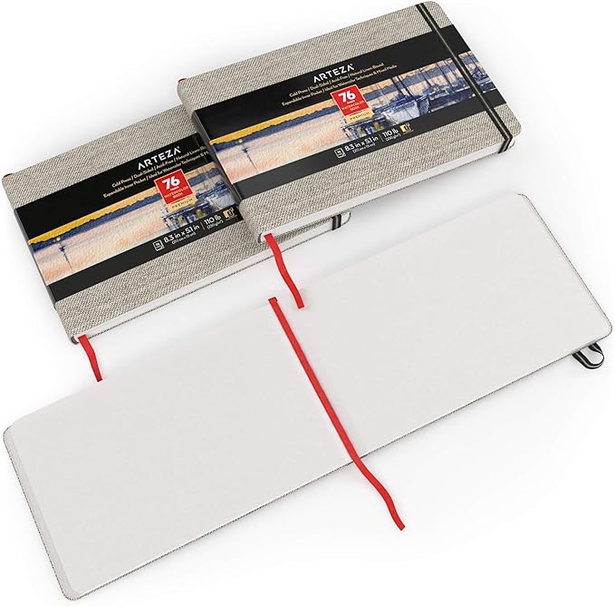 ARTEZA Watercolor Book, Pack of 3, 76 Pages Each, 5.1x8.3 Inch Watercolor Notebook, 110lb/230gsm Cold Pressed Water Pad