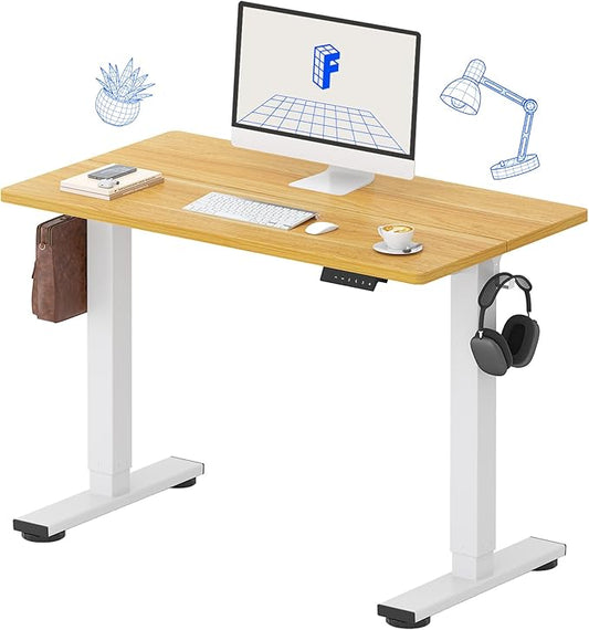 FLEXISPOT 40x24 Inch Electric Height Adjustable Standing Desk for Home & Office, Splice Board Desk for Computer Workstation, Study, or Creative Setup, Maple