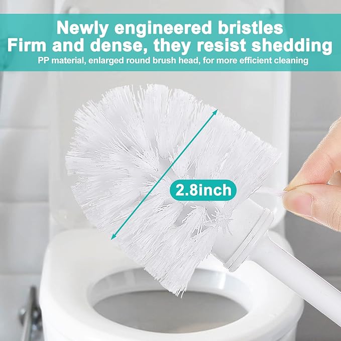 15 Pcs White Toilet Brush Bulk,Commercial Heavy Duty Bowl Cleaner Brush Soft Bristle Long Handle with Hook Hole Plastic Toilet Scrubber for Bathroom(14.2 Inch)