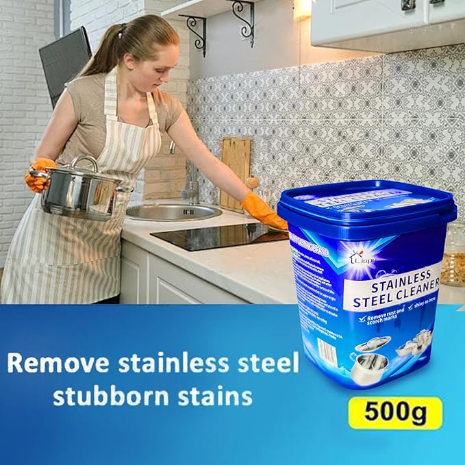 Liapu Stainless Steel Cleaner Paste – Heavy Duty Polish for Cookware, Sink, Grill, Pots & Pans – Restores Shine, Removes Rust & Stains – Safe for Kitchen & Appliances (1)