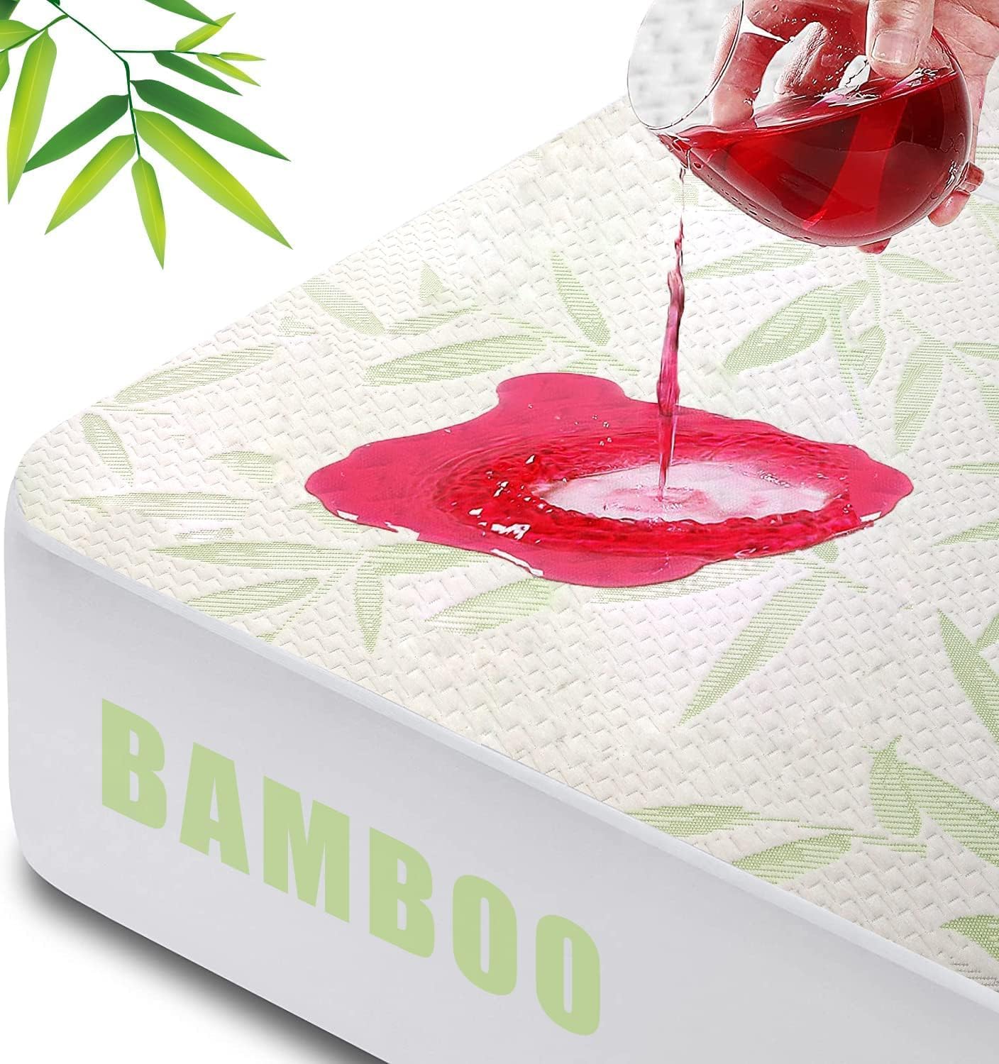 Twin XL Mattress Protector Waterproof Mattress Pad Washable Bamboo Rayon Mattress Cover Breathable Noiseless Bed Protector 5" - 21'' Elastic Fitted Deep Pocket