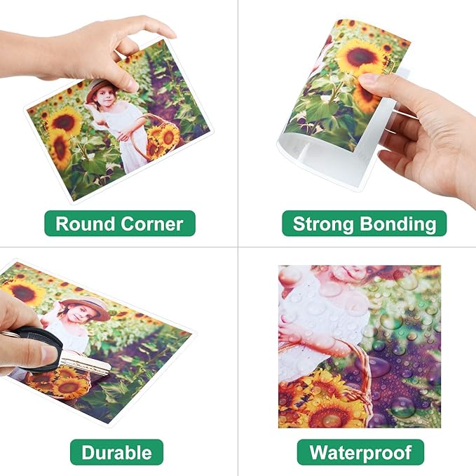 Outus Thermal Laminating Pouches Clear Laminator Pouches, 9 x 11.5, 5 x 7, 4 x 6, 2.2 x 3.7 Inches (100)