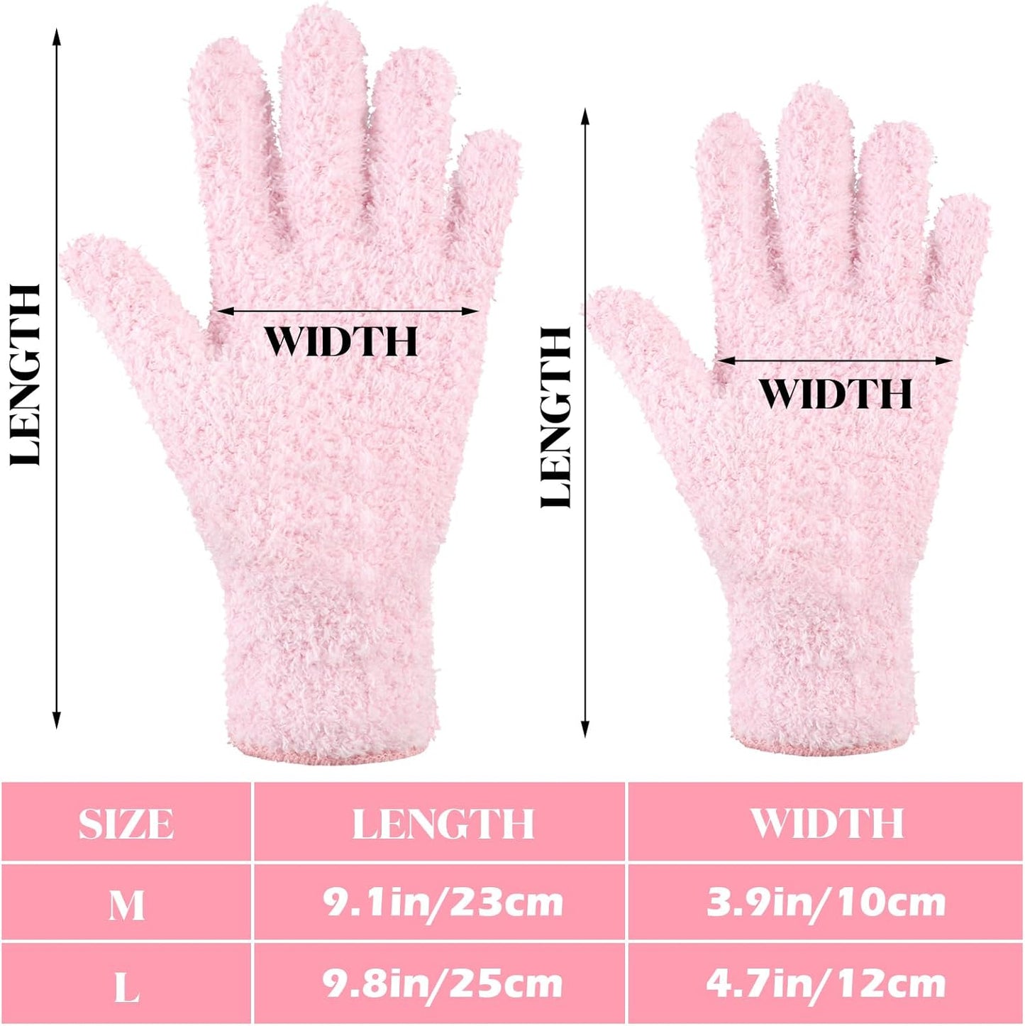 Bencailor 6 Pairs Microfiber Dusting Gloves, Dusting Cleaning Gloves Microfiber Gloves for Plants House Blinds Car Dust Mitt (Fresh Color,Large)